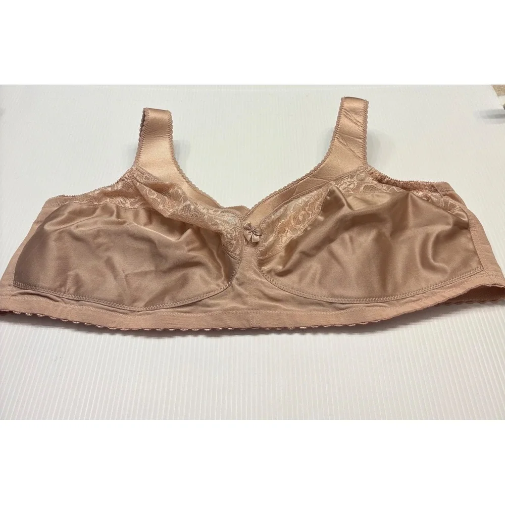 Glamorise MagicLift Bra Womens 54C Nude Lace Trim Wirefree Support 1000 Lingerie